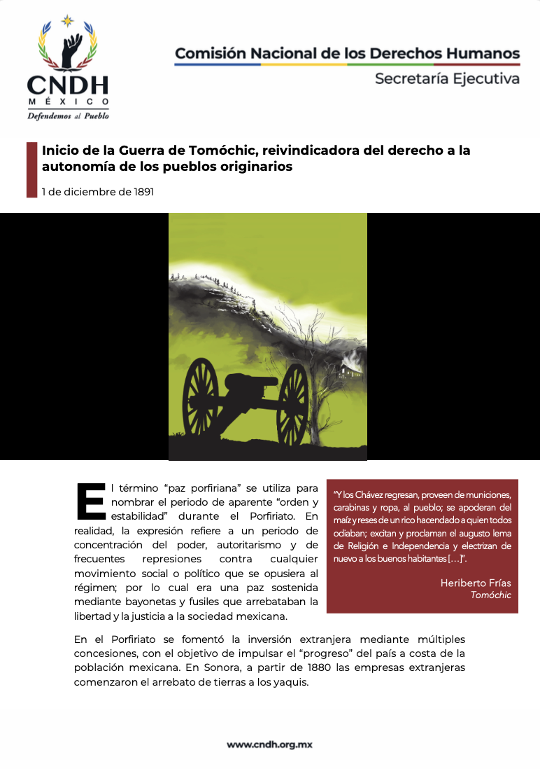 Inicio de la Guerra de Tomóchic, reivindicadora del derecho a la autonomía de los pueblos originarios