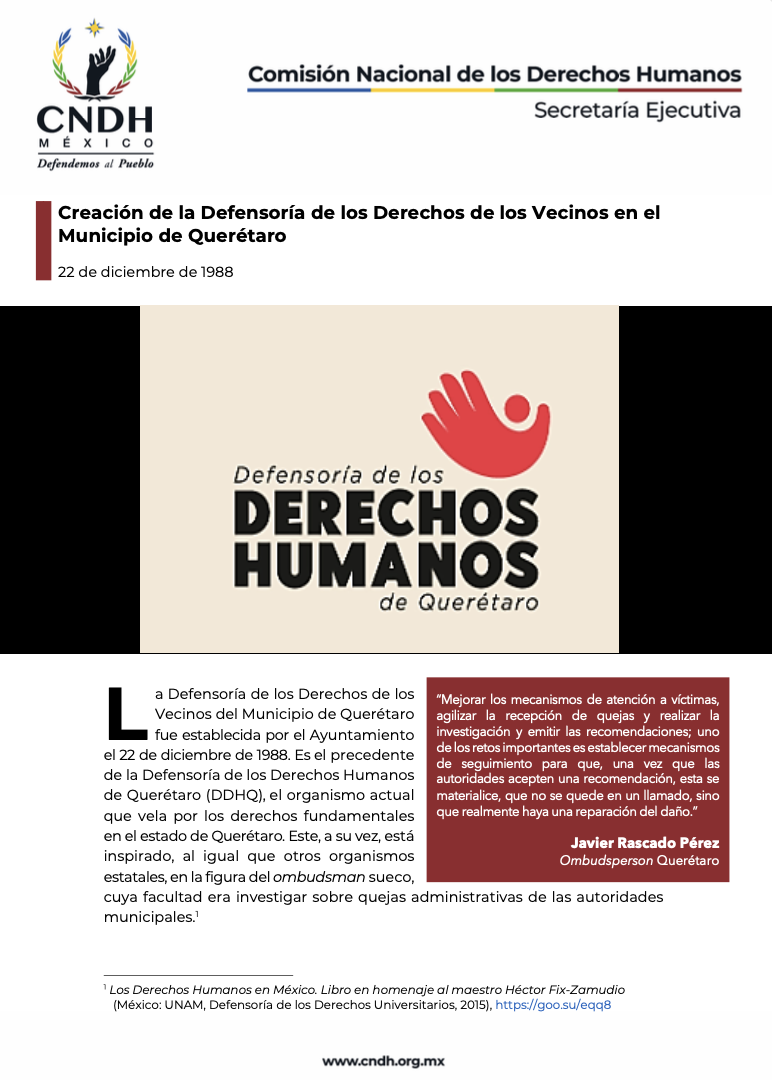 Creación de la Defensoría de los Derechos de los Vecinos en el Municipio de Querétaro