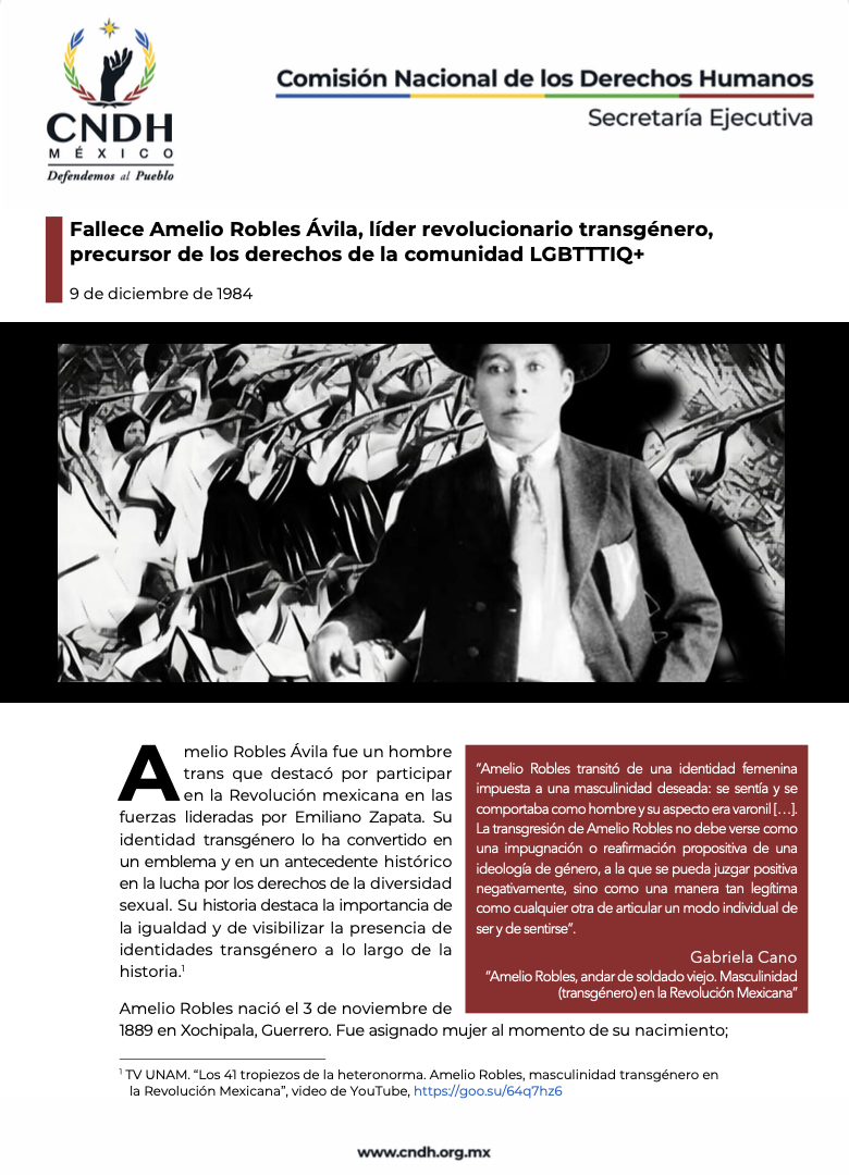 Fallece Amelio Robles Ávila, líder revolucionario transgénero, precursor de los derechos de la comunidad LGBTTTIQ+