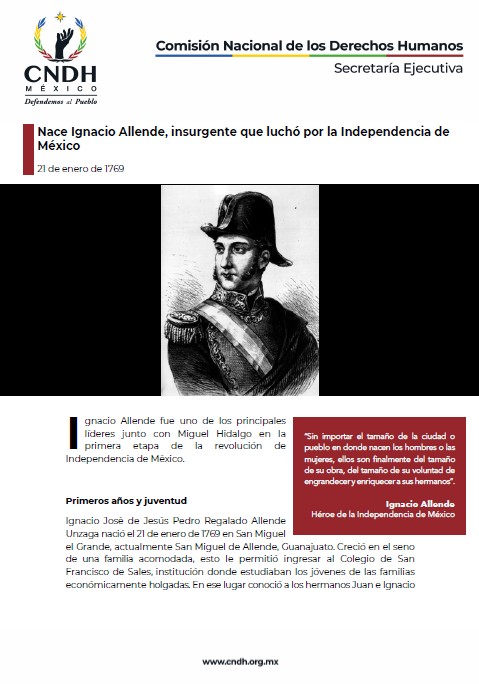 Nace Ignacio Allende, insurgente que luchó por la Independencia de México
