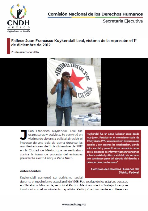 Fallece Juan Francisco Kuykendall Leal, víctima de la represión el 1° de diciembre de 2012