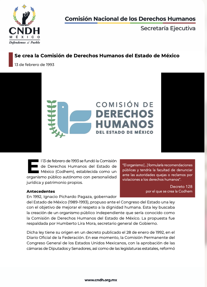 Se crea la Comisión de Derechos Humanos del Estado de México