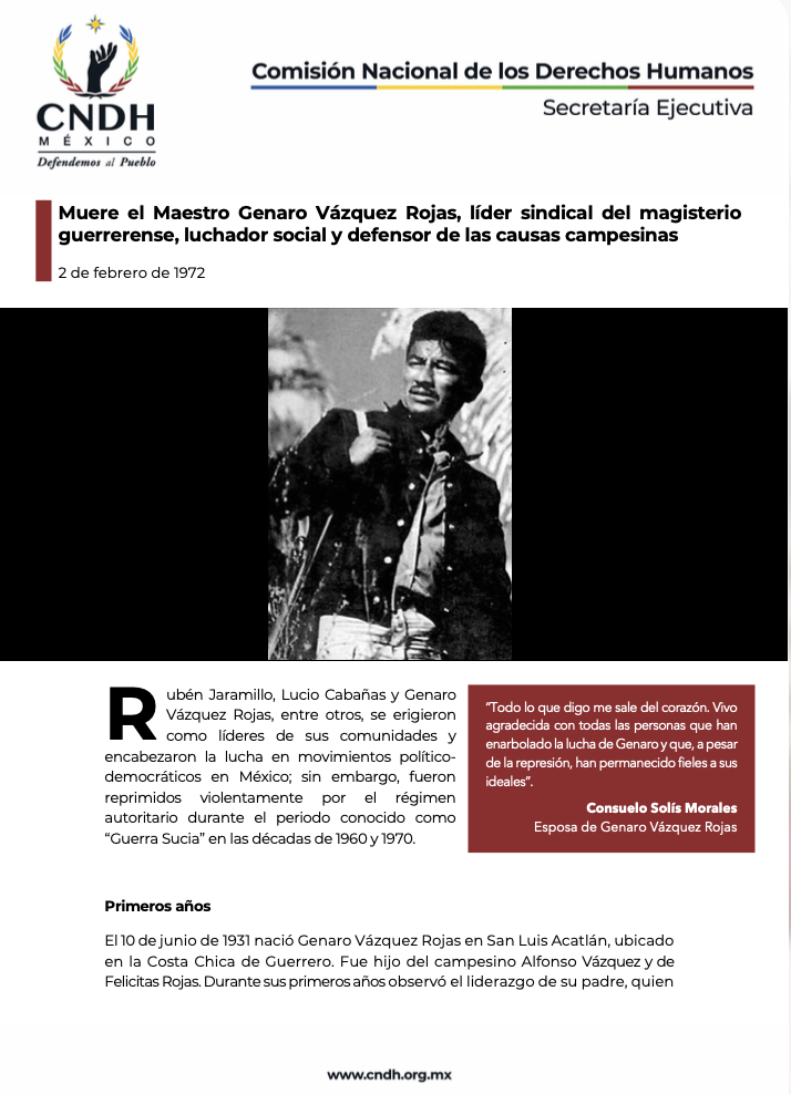 Muere el Maestro Genaro V&aacute;zquez Rojas, l&iacute;der sindical del magisterio guerrerense, luchador social y defensor de las causas campesinas