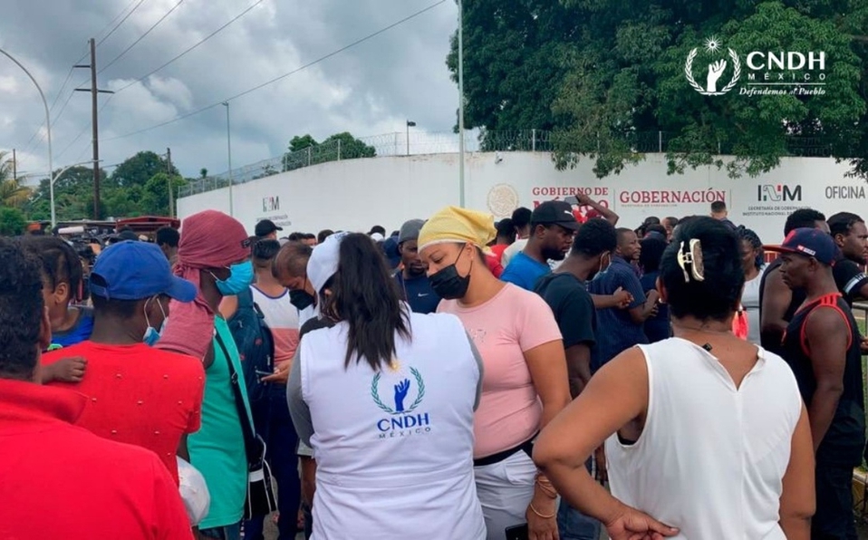 CNDH acompaña la manifestación de migrantes en Tapachula, Chiapas