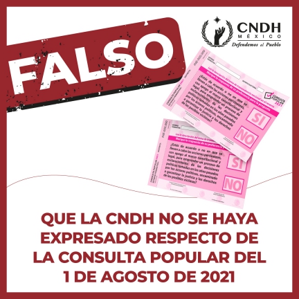 Que la CNDH no se haya expresado respecto de la consulta popular del 1 de agosto de 2021