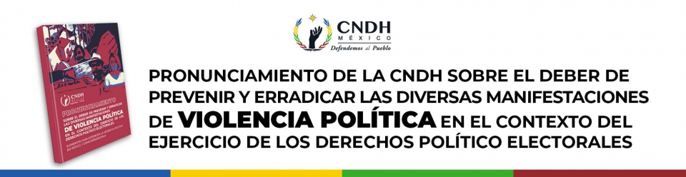 Pronunciamiento de la CNDH sobre el deber de prevenir y erradicar las diversas manifestaciones de Violencia Política en el contexto del ejercicio de los Derechos Humanos político electorales
