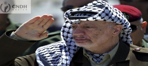 Yasser Arafat, líder palestino, premio Nobel de la Paz, presidente de la Organización para la Liberación de Palestina