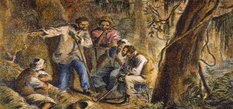 Ahorcamiento de Nat Turner por su rebelión ante el sistema esclavista en Virginia, Estados Unidos. Precursor del derecho a la vida, por la no discriminación y contra la trata de personas