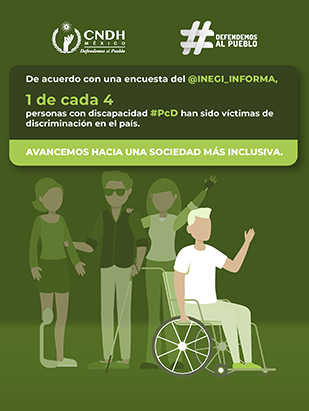 De acuerdo con una encuesta del @INEGI_INFORMA, 1 de cada 4 personas con discapacidad #PcD han sido víctimas de discriminación en el país.
