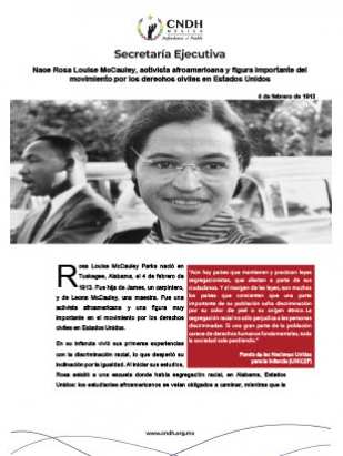 Nace Rosa Louise McCauley, activista afroamericana y figura importante del movimiento por los derechos civiles en Estados Unidos