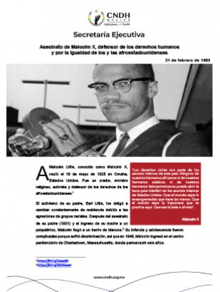 Asesinato de Malcolm X, defensor de los derechos humanos y por la igualdad de los y las afroestadounidenses