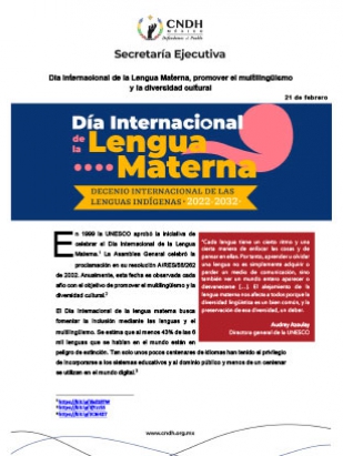 Día Internacional de la Lengua Materna, promover el multilingüismo y la diversidad cultural