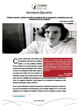 Fallece Carmen Laforet, escritora española de la posguerra y luchadora por los derechos de las mujeres