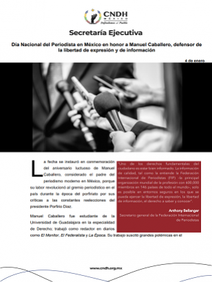 Día Nacional del Periodista en México en honor a Manuel Caballero, defensor de  la libertad de expresión y de información
