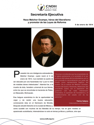 Nace Melchor Ocampo, héroe del liberalismo  y promotor de las Leyes de Reforma