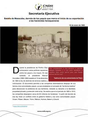 Batalla de Mazacoba, derrota de los yaquis que marca el inicio de su exportación  a las haciendas henequeneras
