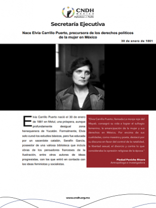 Nace Elvia Carrillo Puerto, precursora de los derechos políticos  de la mujer en México