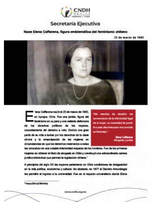 Nace Elena Caffarena, figura emblemática del feminismo chileno