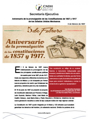 Aniversario de la promulgación de las Constituciones de 1857 y 1917 de los Estados Unidos Mexicanos