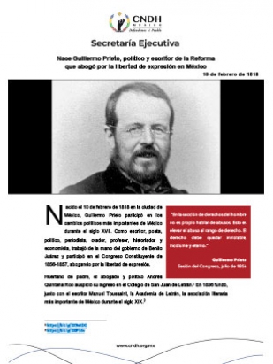 Nace Guillermo Prieto, político y escritor de la Reforma que abogó por la libertad de expresión en México