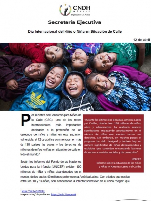 Día Internacional del Niño o Niña en Situación de Calle