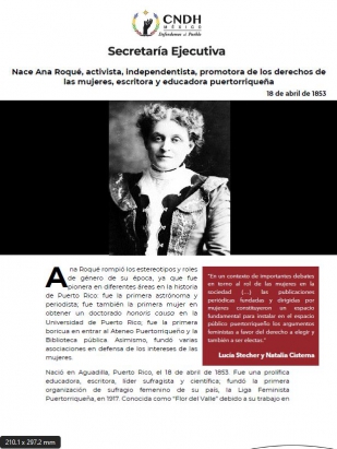 Nace Ana Roqué, activista, independentista, promotora de los derechos de las mujeres, escritora y educadora puertorriqueña