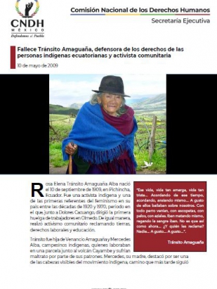 Fallece Tránsito Amaguaña, defensora de los derechos de las personas indígenas ecuatorianas y activista comunitaria