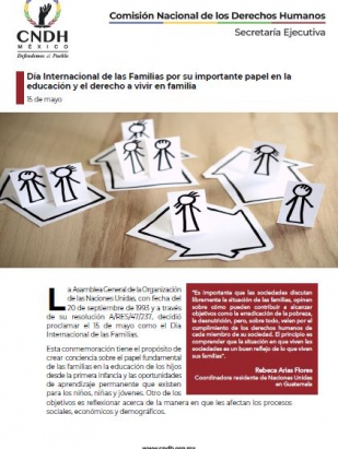 Día Internacional de las Familias por su importante papel en la educación y el derecho a vivir en familia