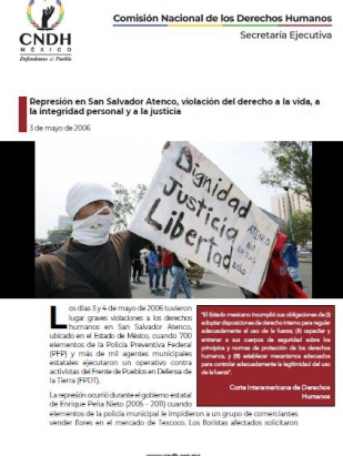 Represión en San Salvador Atenco, violación del derecho a la vida, a la integridad personal y a la justicia