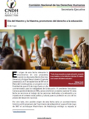 Día del Maestro y la Maestra, promotores del derecho a la educación