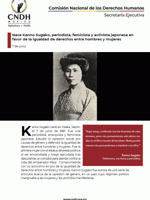 Nace Kanno Sugako, periodista, feminista y activista japonesa en favor de la igualdad de derechos entre hombres y mujeres