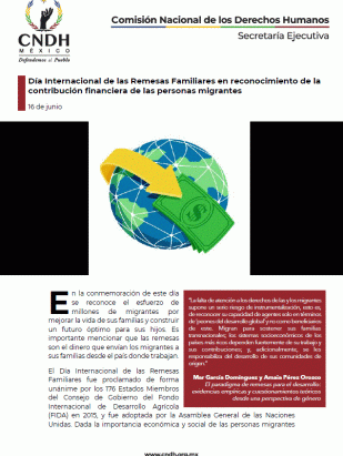 Día Internacional de las Remesas Familiares en reconocimiento de la contribución financiera de las personas migrantes