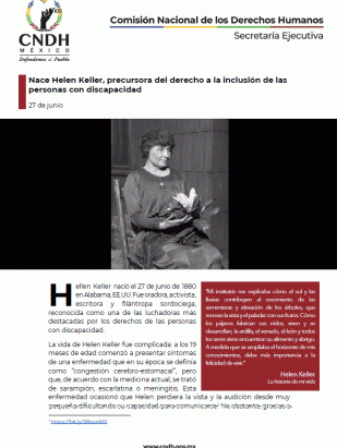 Nace Helen Keller, precursora del derecho a la inclusión de las personas con discapacidad