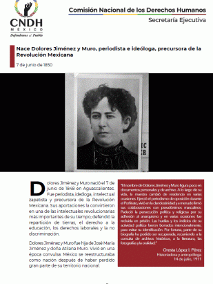 Nace Dolores Jiménez y Muro, periodista e ideóloga, precursora de la Revolución Mexicana