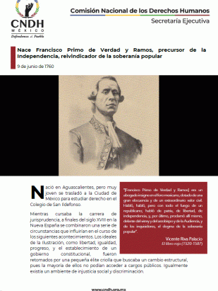 Nace Francisco Primo de Verdad y Ramos, precursor de la Independencia, reivindicador de la soberanía popular