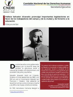 Fallece Salvador Alvarado: promulgó importantes legislaciones en favor de los trabajadores del campo y de la ciudad y de fomento a la educación