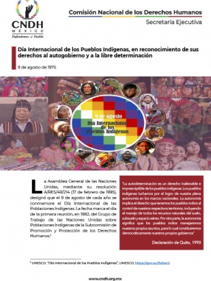 Día Internacional de los Pueblos Indígenas, en reconocimiento de sus derechos al autogobierno y a la libre determinación