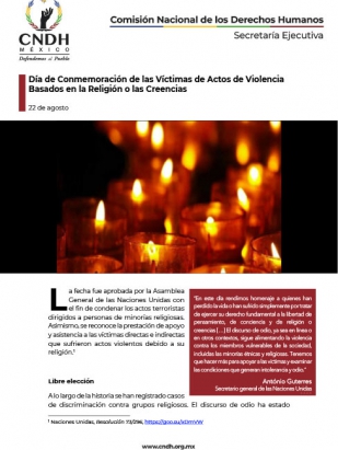 Día de Conmemoración de las Víctimas de Actos de Violencia basados en la Religión o las Creencias