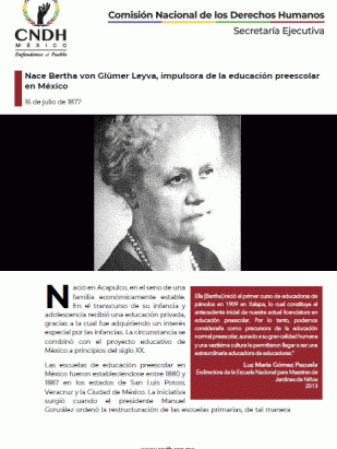 Nace Bertha von Glümer Leyva, impulsora de la educación preescolar en México