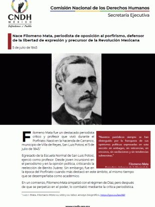 Nace Filomeno Mata, periodista de oposición al porfirismo, defensor de la libertad de expresión y precursor de la Revolución Mexicana