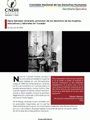 Nace Salvador Alvarado, promotor de los derechos de las mujeres, educativos y laborales en Yucatán