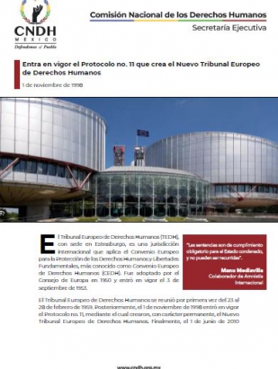 Entra en vigor el Protocolo no. 11 que crea el Nuevo Tribunal Europeo de Derechos Humanos