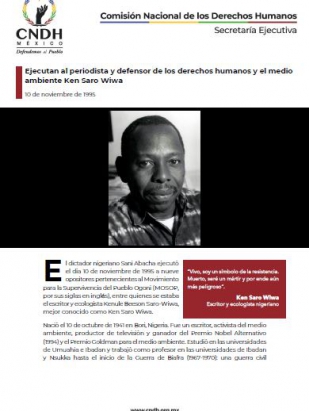 Ejecutan al periodista y defensor de los derechos humanos y el medio ambiente Ken Saro Wiwa