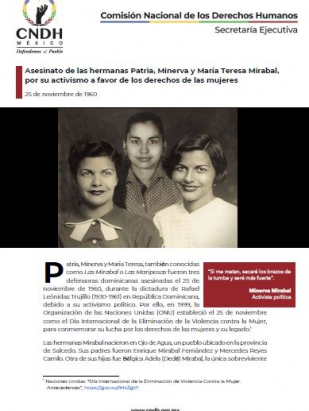 Asesinato de las hermanas Patria, Minerva y María Teresa Mirabal, por su activismo a favor de los derechos de las mujeres