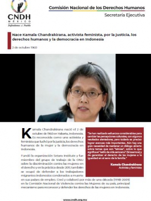 Nace Kamala Chandrakirana, activista feminista, por la justicia, los derechos humanos y la democracia en Indonesia