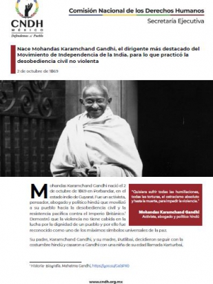 Nace Mohandas Karamchand Gandhi, el dirigente más destacado del Movimiento de Independencia de la India, para lo que practicó la desobediencia civil no violenta