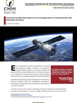 Semana Mundial del Espacio, la tecnología para el mejoramiento del bienestar humano