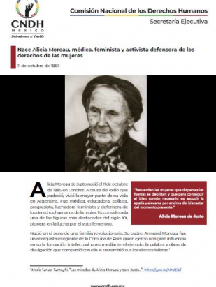 Nace Alicia Moreau, médica, feminista y activista defensora de los derechos de las mujeres