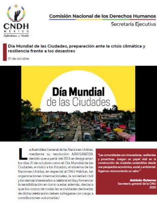 Día Mundial de las Ciudades, preparación ante la crisis climática y resiliencia frente a los desastres