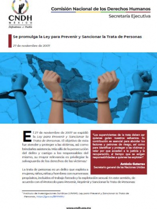 Se promulga la Ley para Prevenir y Sancionar la Trata de Personas